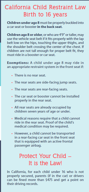 California Child Restriction Law